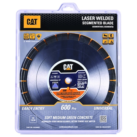 Caterpillar 600 Pro Early Entry Soft Aggregate Silent Green Concrete Diamond Blade 14-In - 350mm Orange DA33056U